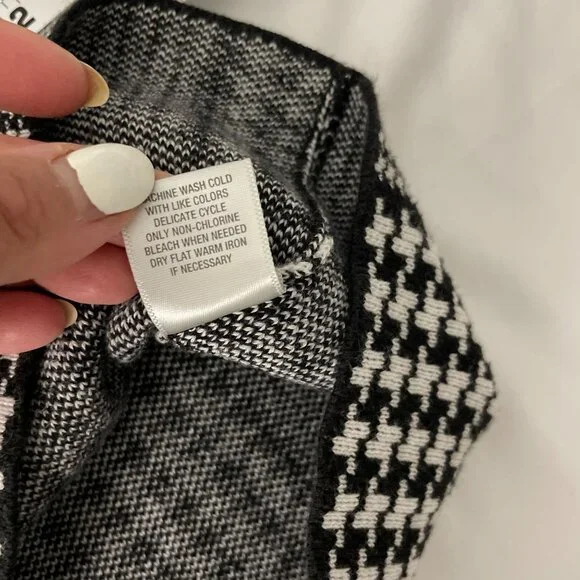 Dressbarn Women's Houndstooth Open Front Cardigan Black White Sz 22/24 - Picture 5 of 7